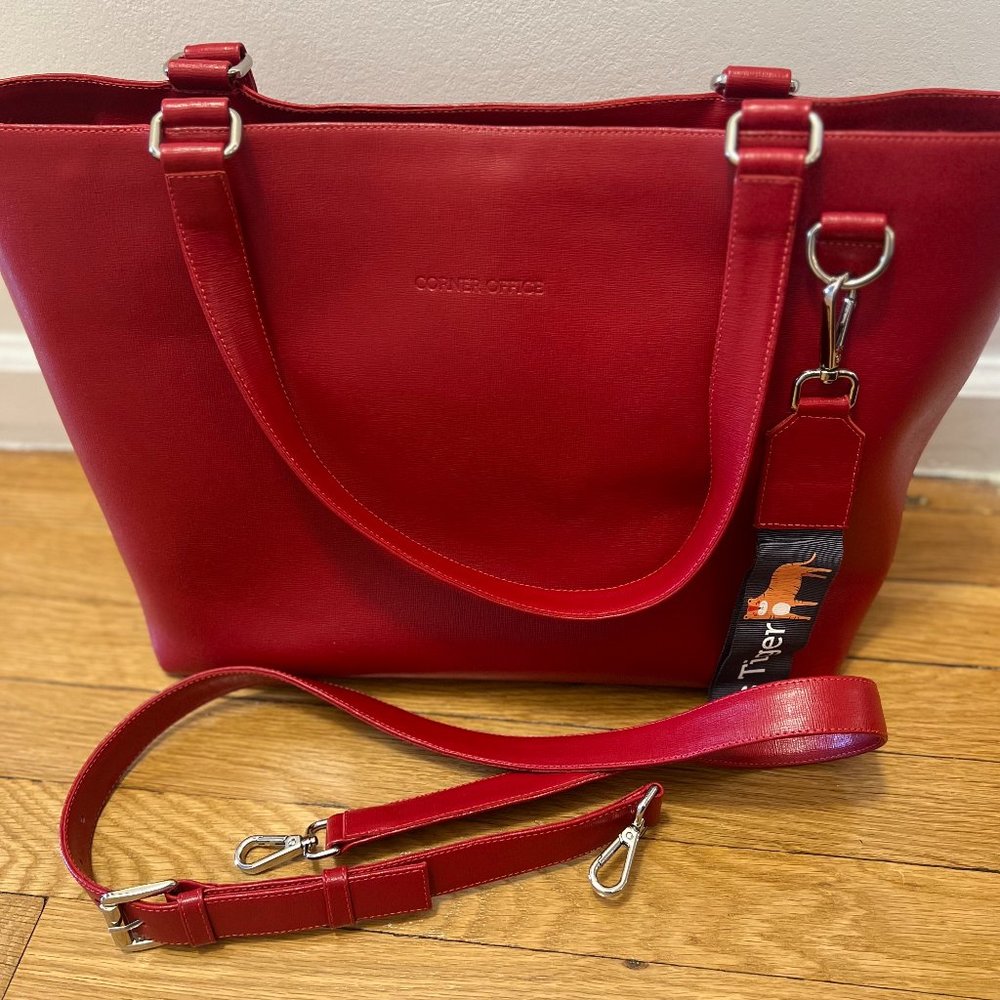Corner Office Interstella Red Marlboro Work Bag With Beige Interior